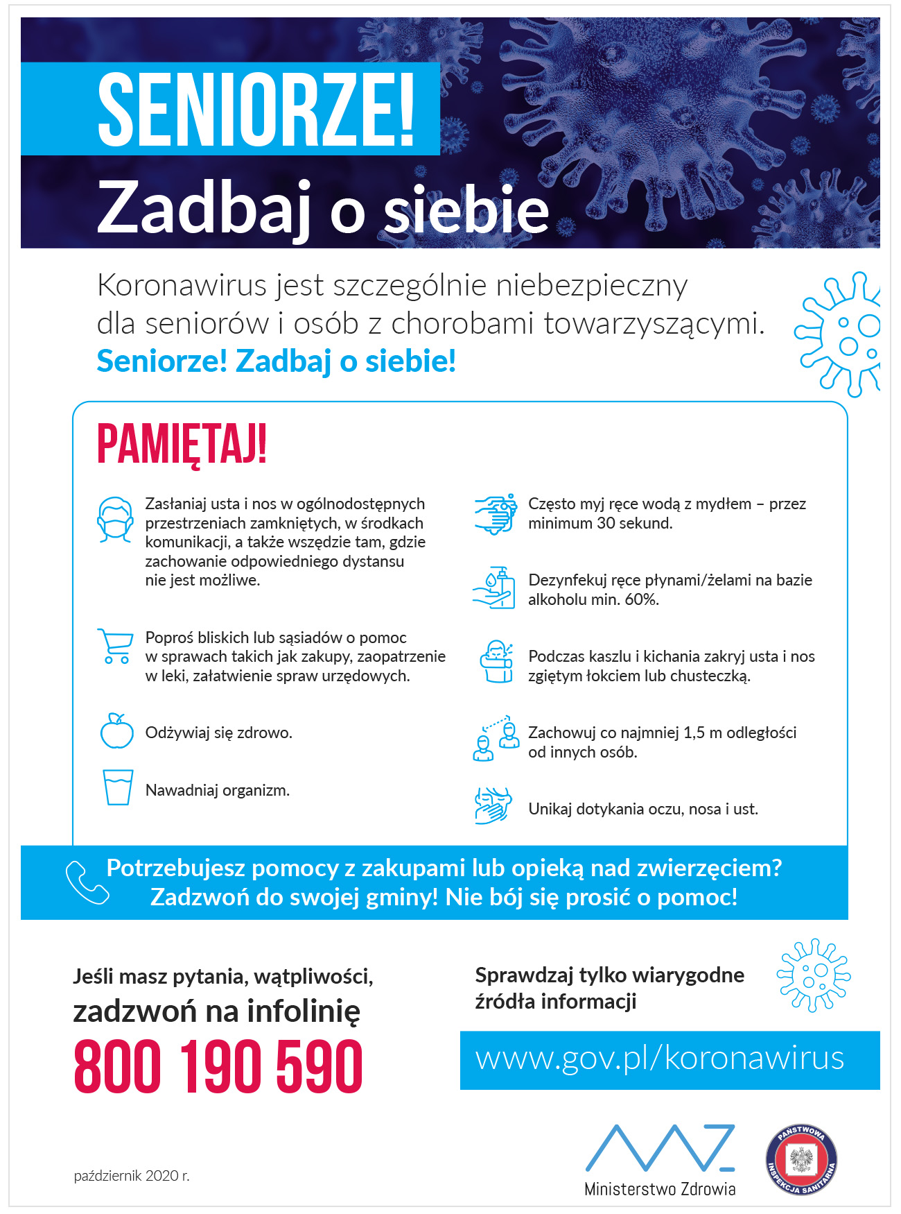 Plakat Ministerstwa Zdrowia z zasadami bezpieczeństwa